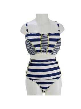 VM Women's Swimsuit Blue White Stripe 2 piece Plus Size 3X